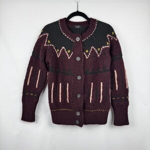 Roberto Collina Maroon Alpaca Wool Luxury Chunky Thick Cardigan Sweater M Italy